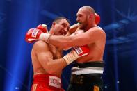 Tyson Fury in action against Wladimir Klitschko during the fight. Reuters / Kai Pfaffenbach Livepic