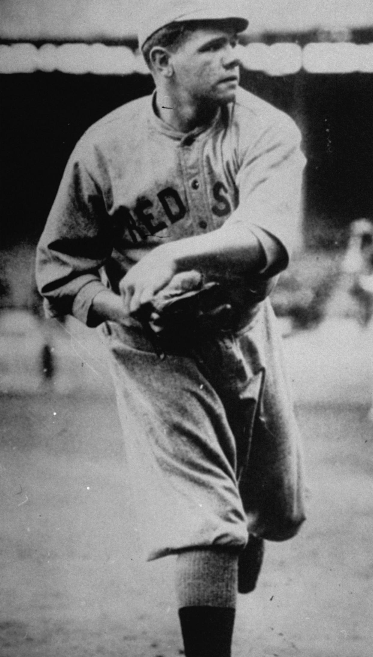 Babe Ruth pitching circa 1916. (AP Photo)