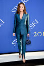 <p>Diane Lane attends the 2018 CFDA Fashion Awards at the Brooklyn Museum wearing a Gabriela Hearst silk wool suit, nude heels, and the Demi bag in navy on June 4, 2018, in New York City. (Photo: Getty Images) </p>