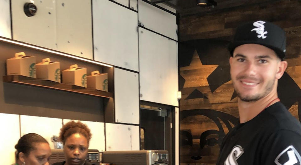 Dylan Cease picks up a round of coffees at Comerica Park after tossing 101 pitches against the Detroit Tigers on Tuesday. (Instagram//@mccannon34)