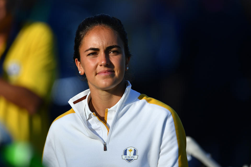 Andrea Revuelta of team Europe looks on during the Day Three of the 2023 Junior Ryder Cup at Marco Simone Golf Club in Rome, Italy. (Photo by Valerio Pennicino/Getty Images)