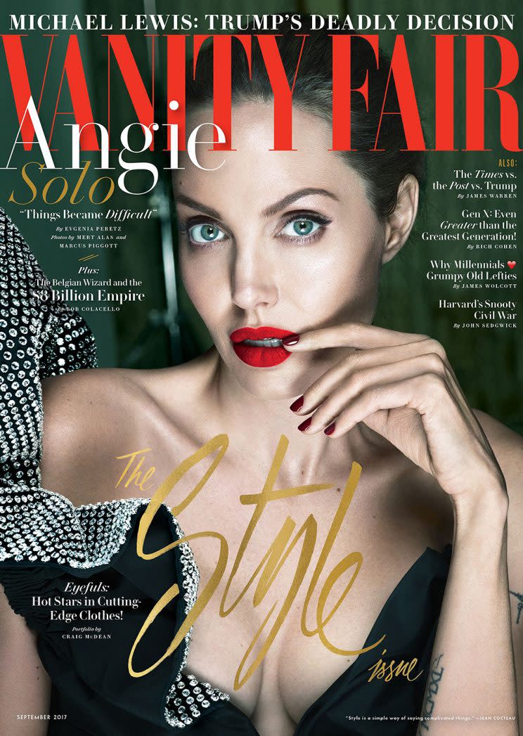 Angelina Jolie covers the new issue of Vanity Fair. (Photo: Mert Alas & Marcus Piggott exclusively for Vanity Fair)