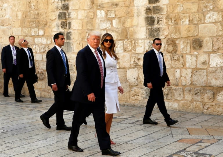 US President Donald Trump and first lady Melania Trump visit the Church of the Holy Sepulchre in Jerusalem’s Old City on May 22, 2017