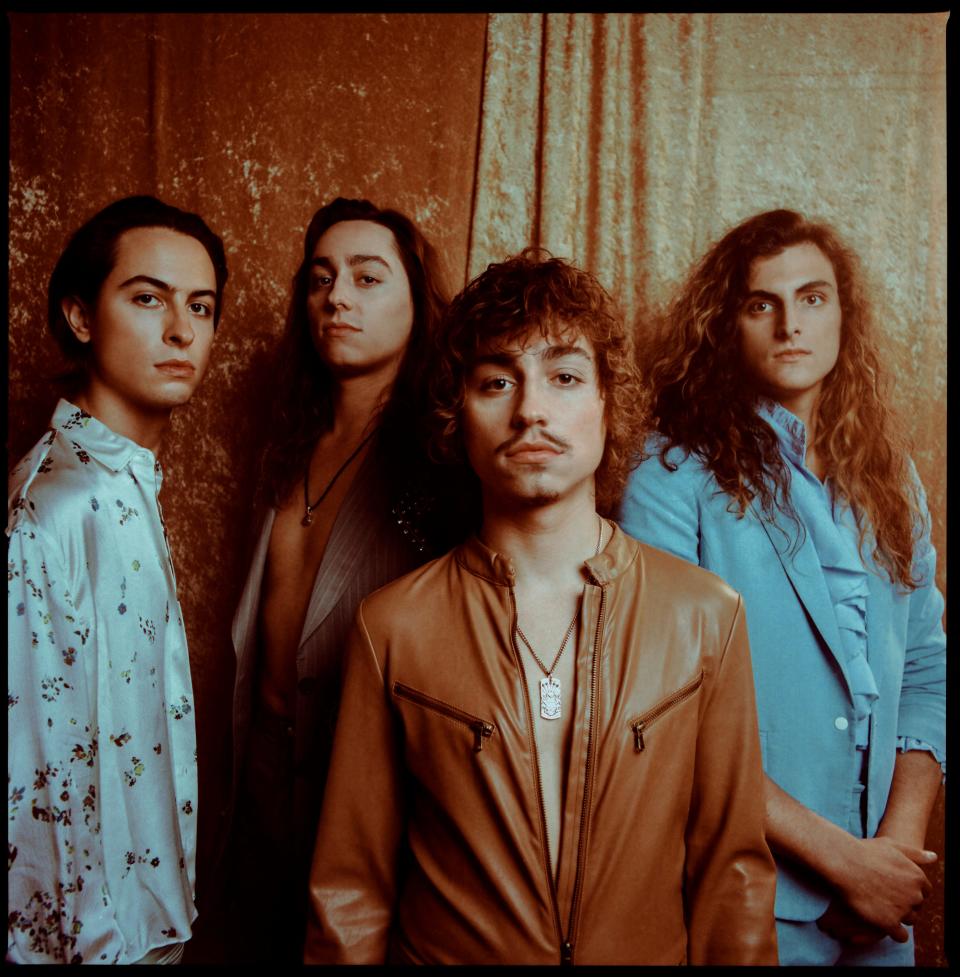 Rock band Greta Van Fleet pictured in 2021. From left: Sam Kiszka, Jake Kiszka, Josh Kiszka, Danny Wagner.