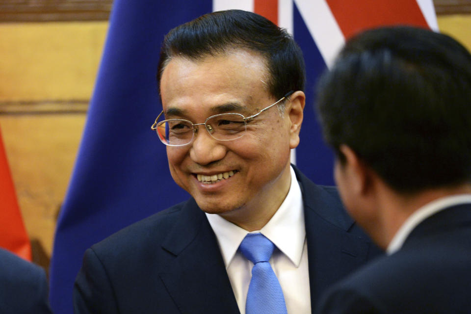 FILE - Then Chinese Premier Li Keqiang attends a signing ceremony with Australian Prime Minister Malcolm Turnbull at the Great Hall of the People in Beijing, China, on April 14, 2016. Former Premier Li Keqiang, China’s top economic official for a decade, died Friday, Oct. 27, 2023 of a heart. He was 68. (Parker Song/Pool Photo via AP, File)