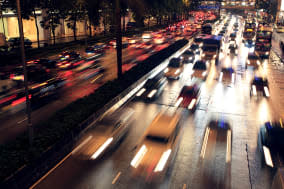 busy highway at night