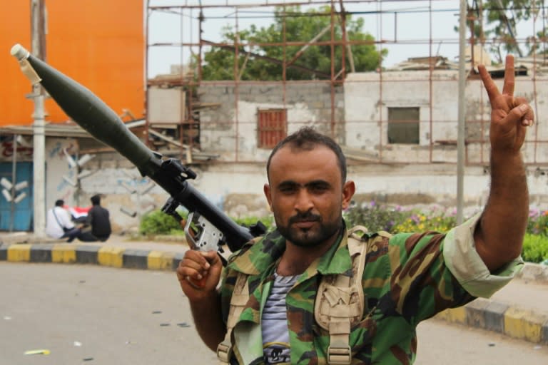 A fighter from Yemen's southern separatist movement stands on a street of the country's second city of Aden on January 28, 2018, during clashes with forces loyal to the Saudi-backed president