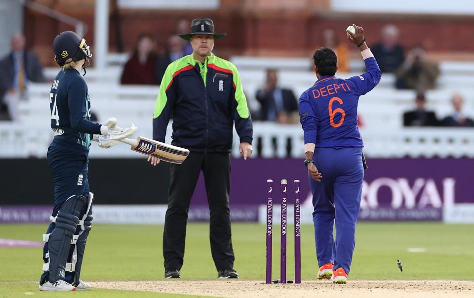 Boos rang out at Lord's after Deepti Sharma dismissed Charlie Dean with a controversial mankad - Getty Images/Ryan Pierse