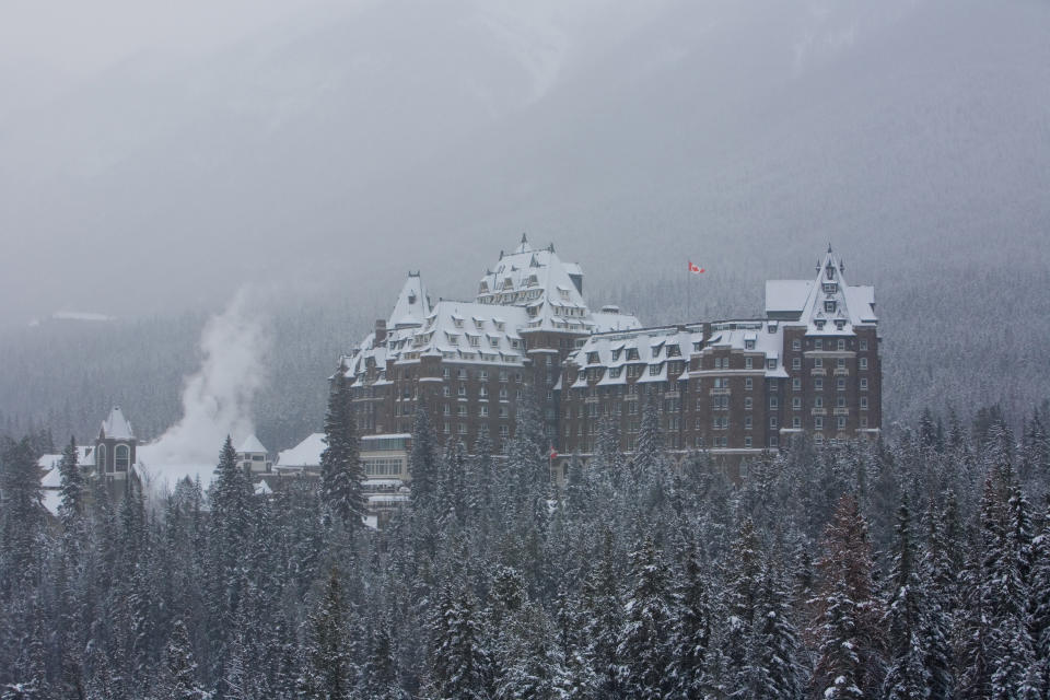 BANFF SPRINGS, CANADA - NOVEMBER 23:  The Fairmont Banff Springs Hotel is coated with a fresh layer of snow on November 23, 2010 in Banff Springs, Canada. The famed hotel, built by the Canadian Railroad in 1888, is considered by many travel critics as one of the top destination hotels in the world. (Photo by George Rose/Getty Images)