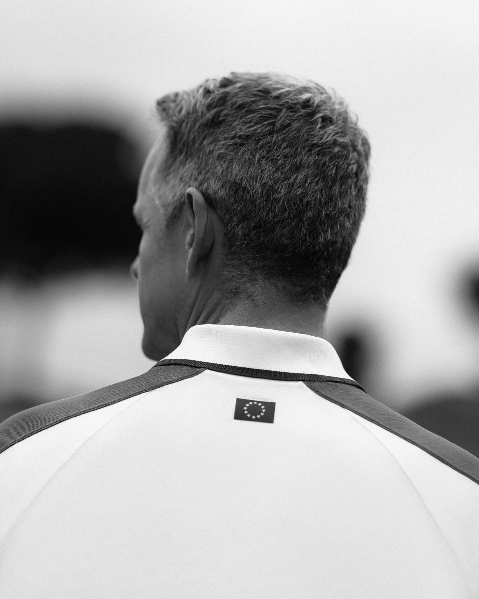 A detail of the Loro Piana polo that the European team will wear at the 2023 Ryder Cup in Rome.