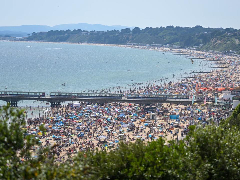 Crowds flocked to Bournemouth beach as UK saw hottest day of year so far in June (Getty Images)