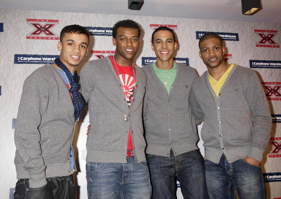 Boyband JLS at the Secret X Factor gig at The Carphone Warehouse, on Oxford Street in central London. 