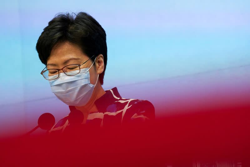 FILE PHOTO: Hong Kong's Chief Executive Carrie Lam holds a news conference in Hong Kong