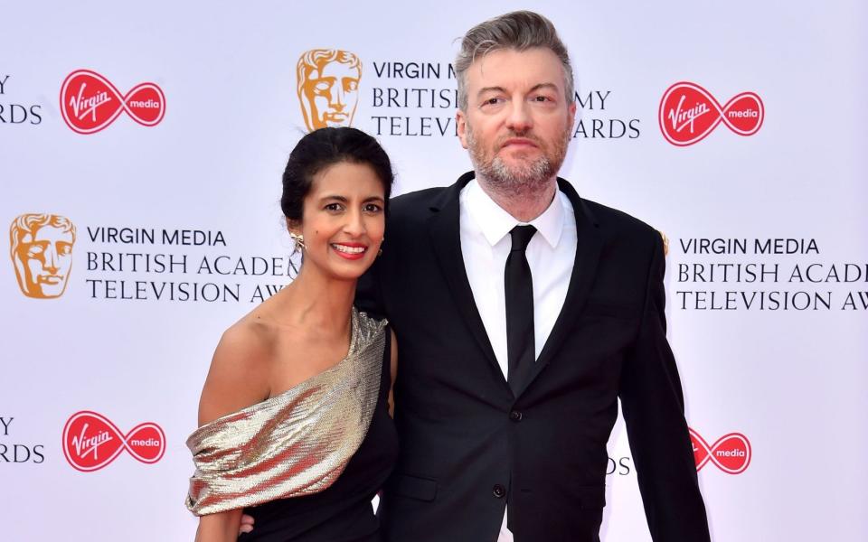 Charlie Brooker with his wife Konnie Huq at the 2019 Bafta Awards - PA