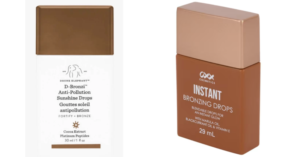 Drunk Elephant bronzer (left) and the Kmart version (right).