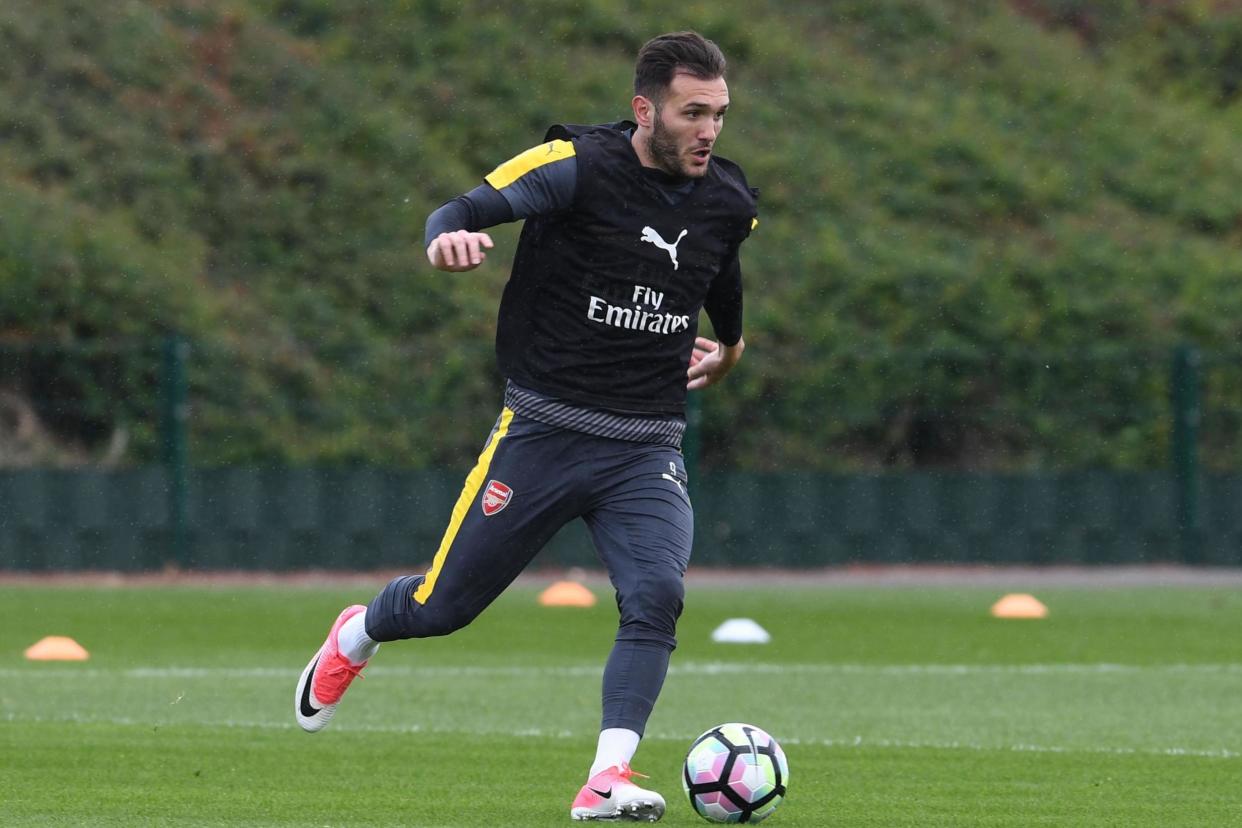 Bound for the exit door: Lucas Perez is unlikely to be an Arsenal player much longer: Arsenal FC via Getty Images