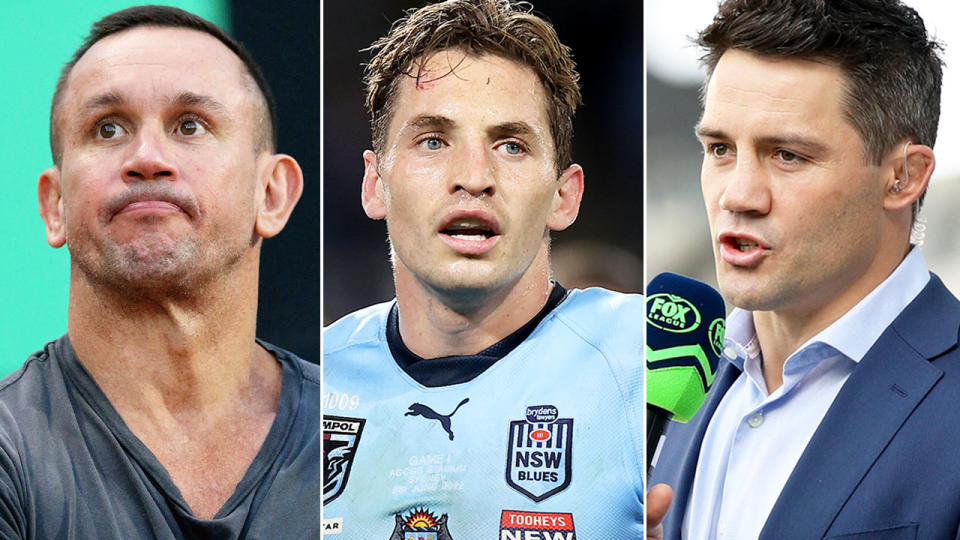 Matty Johns (L) and Cooper Cronk (R) have differing opinions on Cameron Murray's role in the NSW Origin side. Pic: Getty