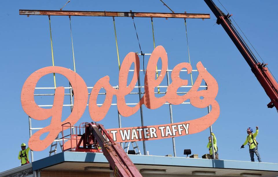 The iconic Dolle's sign, that has stood for many years at Rehoboth Avenue and the Boardwalk in Rehoboth Beach, was removed in December. It has been relocated to the Rehoboth Museum.