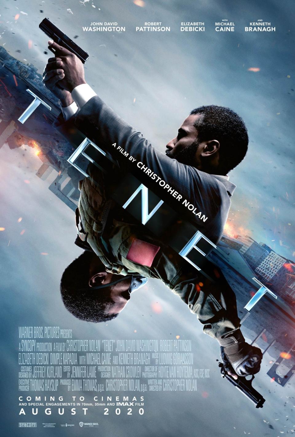 A new poster for Christopher Nolan's Tenet, featuring Jihn David Washington. (Warner Bros.)