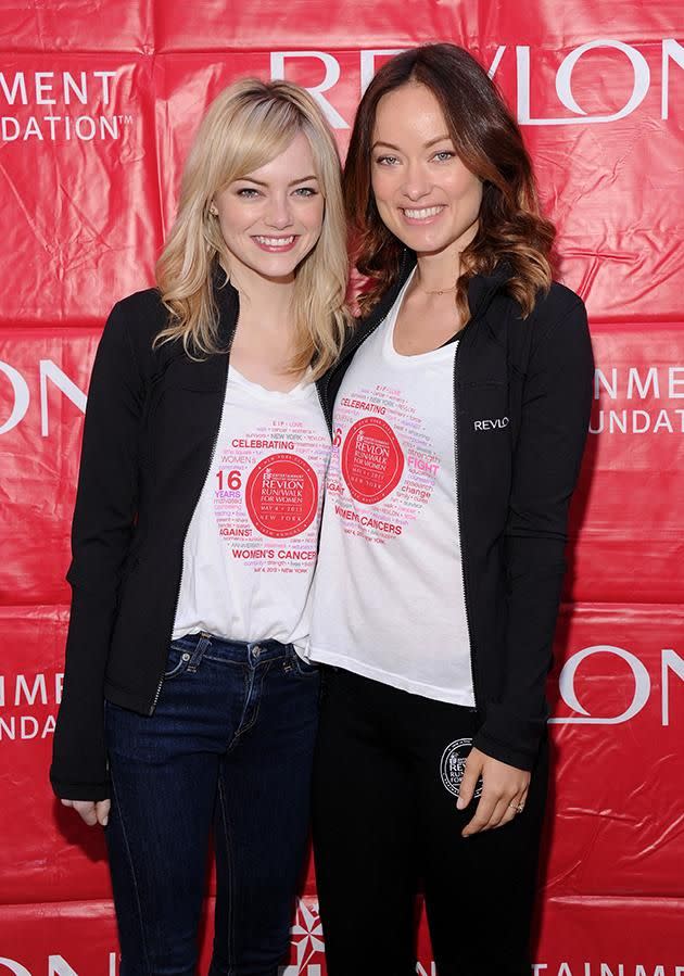 Revlon brand ambassador's Emma Stone and Olivia Wilde.