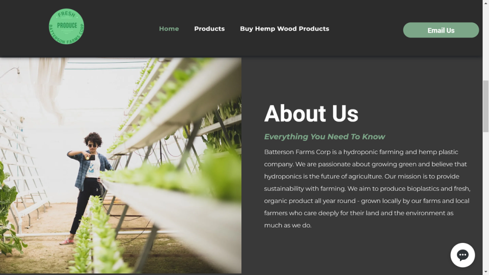 A screenshot of the Batterson Farms website.