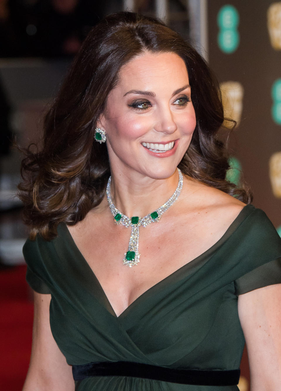 Catherine, the Duchess of Cambridge, arrives at the BAFTAs on Sunday.&nbsp; (Photo: Samir Hussein via Getty Images)