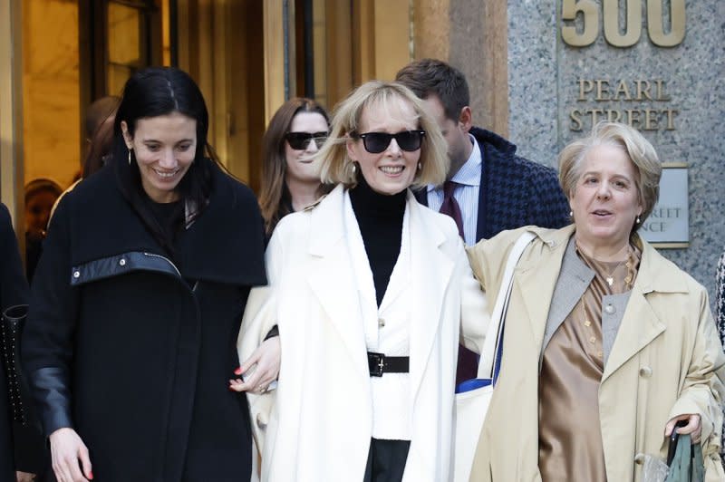 Writer E. Jean Carroll departs from the courthouse after the conclusion of the damages trial against Donald Trump at Manhattan Federal Court on Friday. The jury found Donald Trump must pay Carroll $83.3 million for defamatory statements he made against her in 2019. The total is more than eight times what Carroll asked for in her initial lawsuit. Photo by John Angelillo/UPI