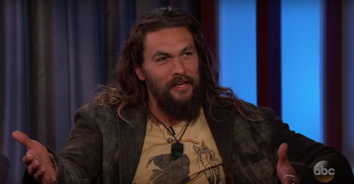 Jason Momoa, actual Khal Drogo, casually hurled axes onstage while drinking a Guinness