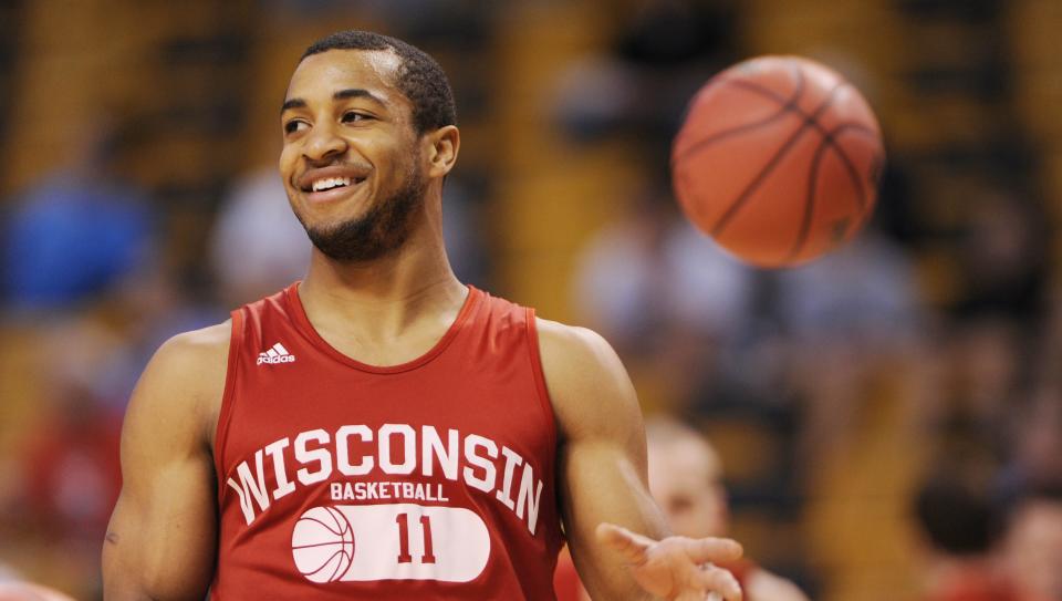 Mar 21, 2012; Boston, MA, USA; Wisconsin Badgers guard Jordan Taylor during practice the day before the semifinals of the east region of the 2012 NCAA men’s basketball tournament at TD Garden. Mandatory Credit: Michael Ivins-USA TODAY Sports