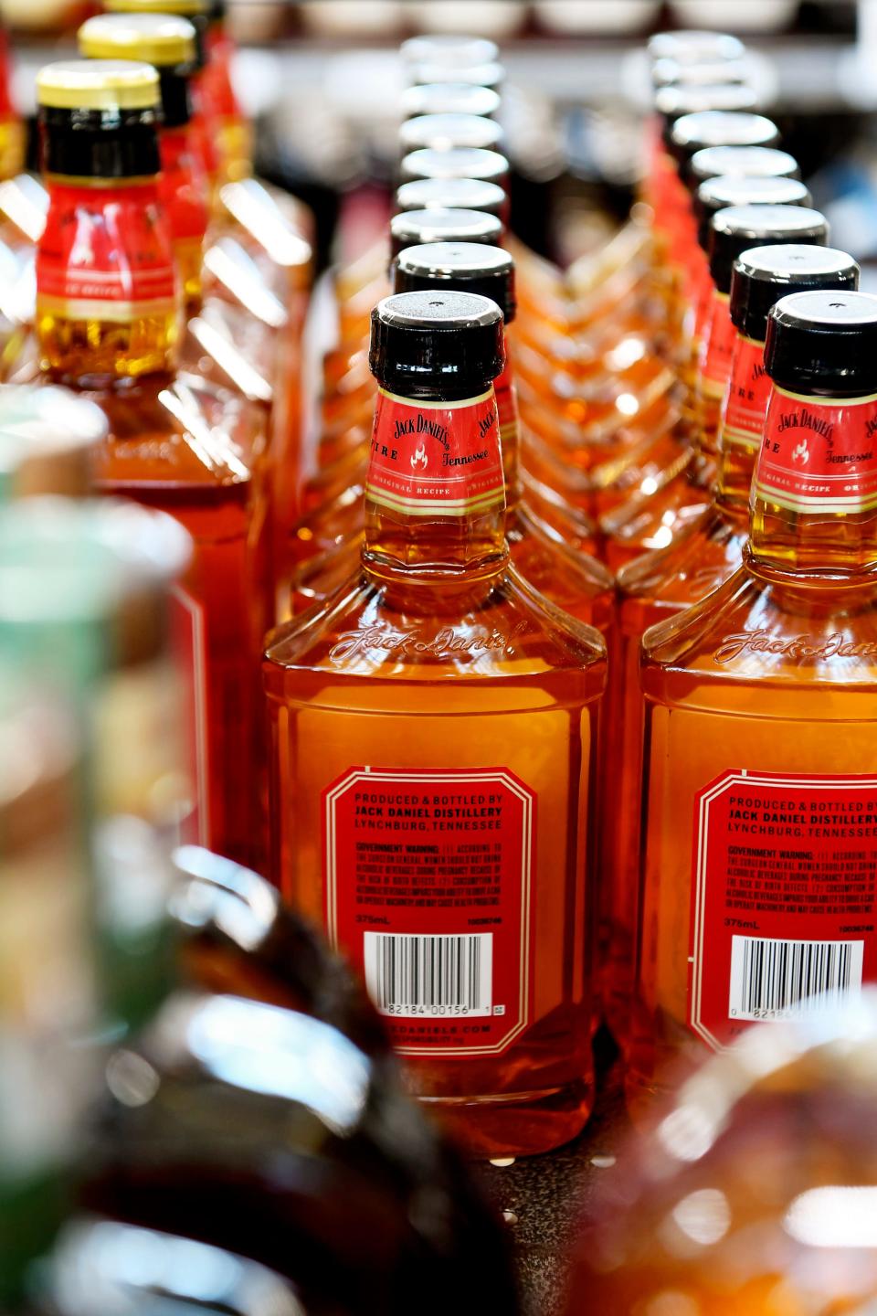 Rows of whiskey for sale at the ABC Store on Tunnel Road in Asheville March 28, 2019.