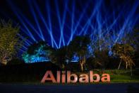 FILE PHOTO: The logo of Alibaba Group is seen during Alibaba Group's 11.11 Singles' Day global shopping festival at the company's headquarters in Hangzhou