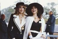<p>The models Jerry Hall and Marie Helvin looked like they walked straight off the set of <em>Dallas</em> at the Royal Ascot.</p>