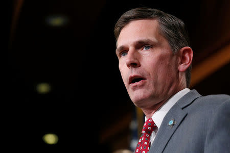 Senator Martin Heinrich (D-NM) speaks about the Senate Intelligence Committee findings and recommendations on threats to election infrastructure on Capitol Hill in Washington, U.S., March 20, 2018. REUTERS/Joshua Roberts