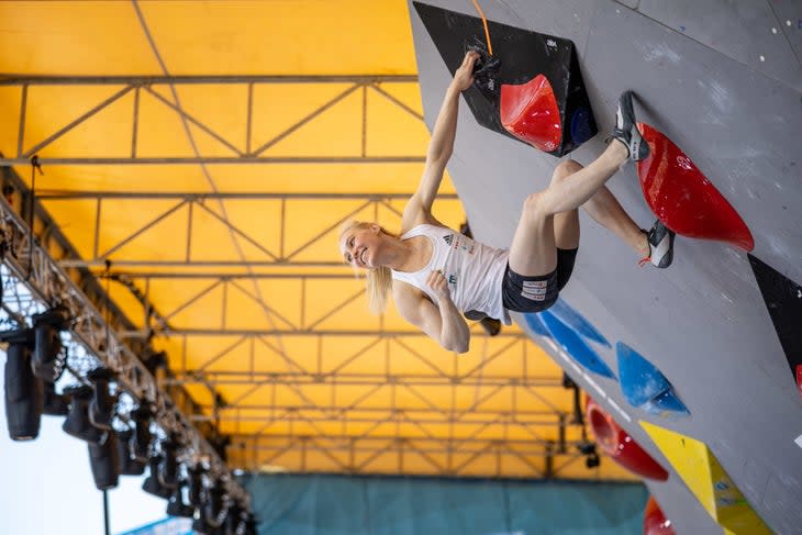 <span class="article__caption">Janja Garnbret fractured her toe in February. Despite missing the beginning of the season, she returned in top form. </span> (Photo: Jan Virt/IFSC)