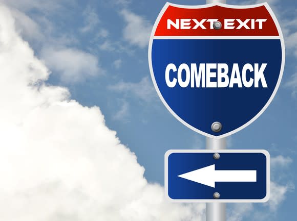 Road sign reading "Next exit: Comeback"