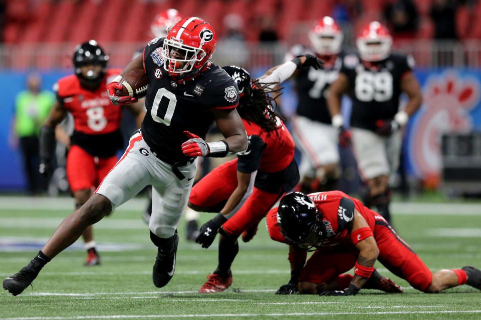 Georgia's Darnell Washington (0) is one of the top tight ends in the upcoming NFL Draft.