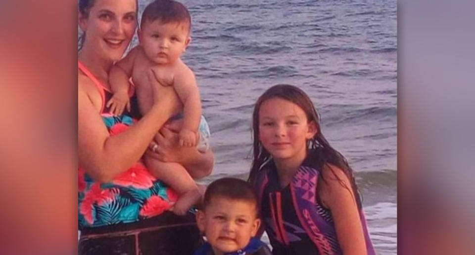 Kansas mum Jessica Noel died along with four of her children in a horrific crash. She is pictured here with three of her kids.