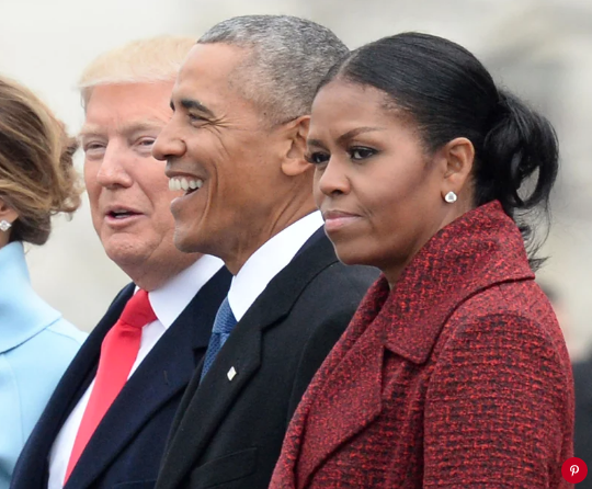 Donald Trump, Barack Obama and Michelle Obama at the inauguration