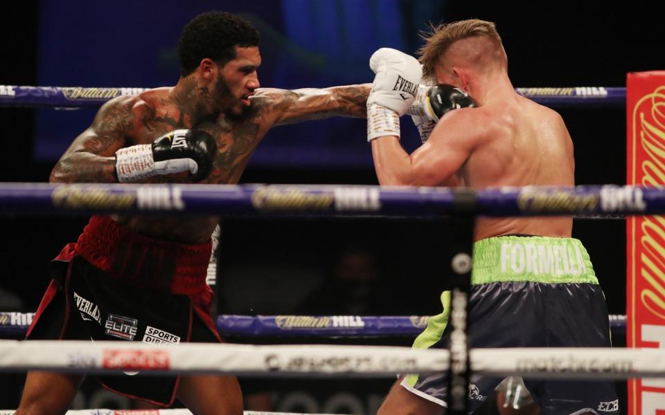 Conor Benn lands his punch on Sebastian Formella - MARK ROBINSON