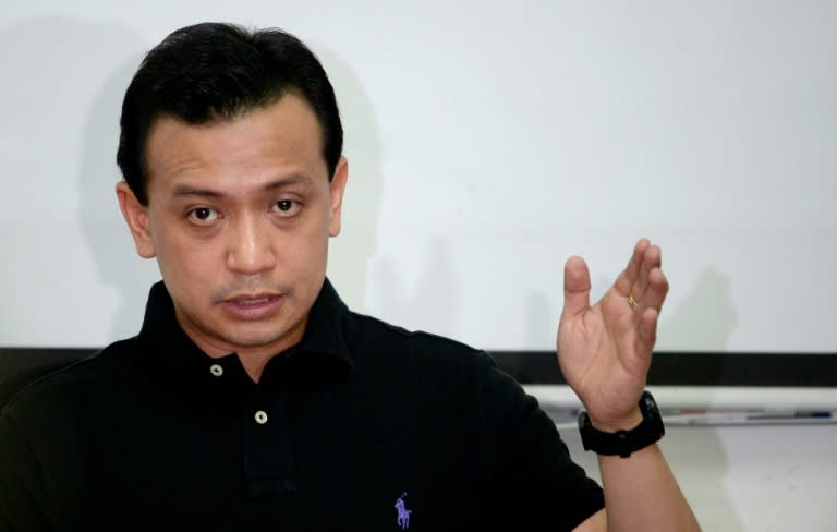 Independent vice presidential candidate Antonio Trillanes answers questions during an interview in Manila, on May 5, 2016