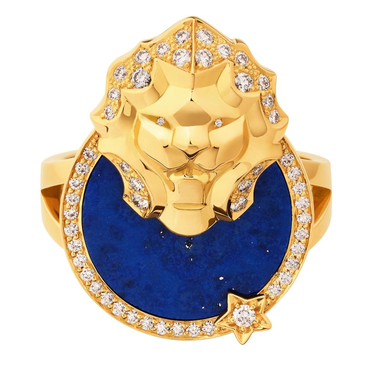 18ct gold, diamond and lapis lazuli Lion Medaille ring, £7,000, Chanel