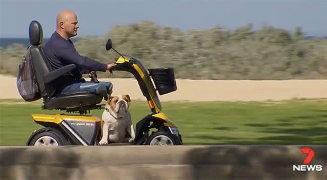 Mr Micallef and his mobility scooter. Source: 7News
