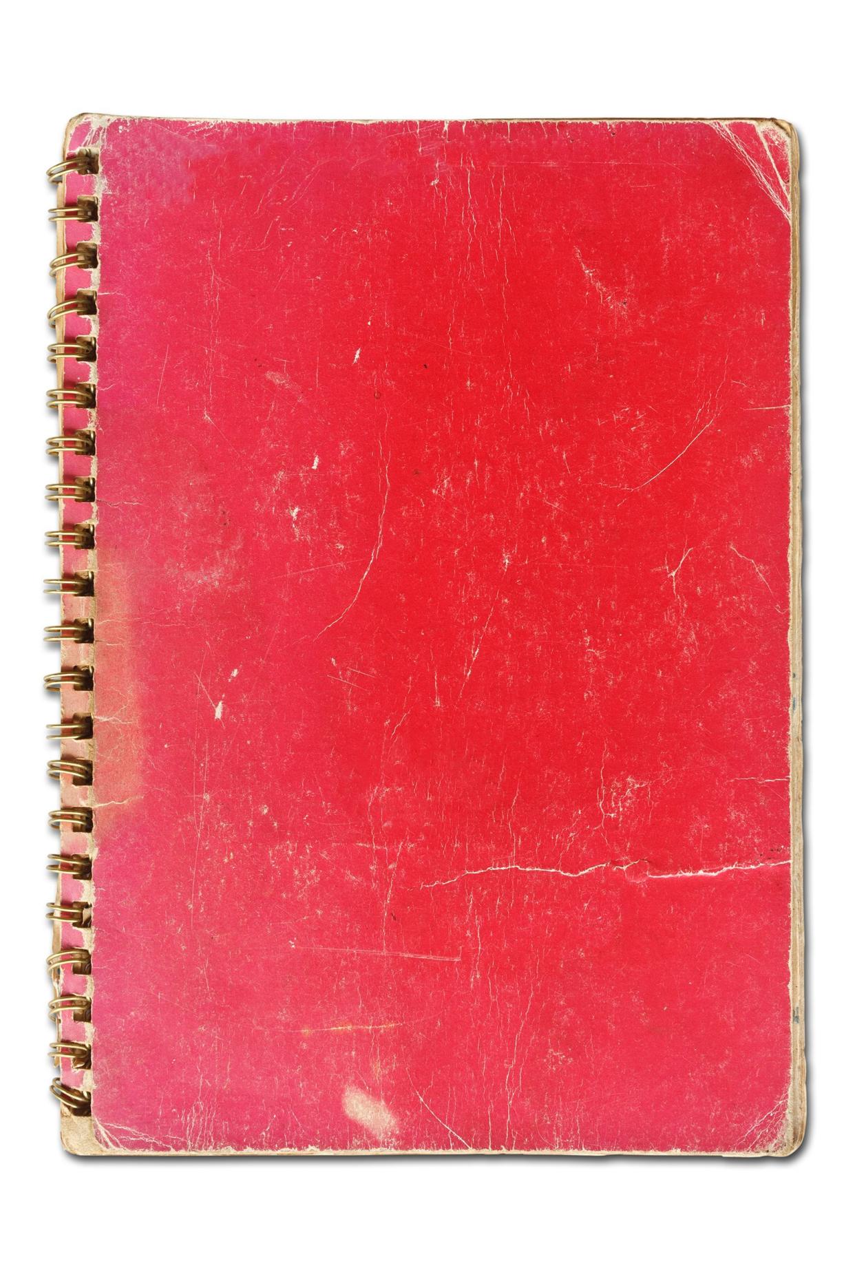 old red cover notebook