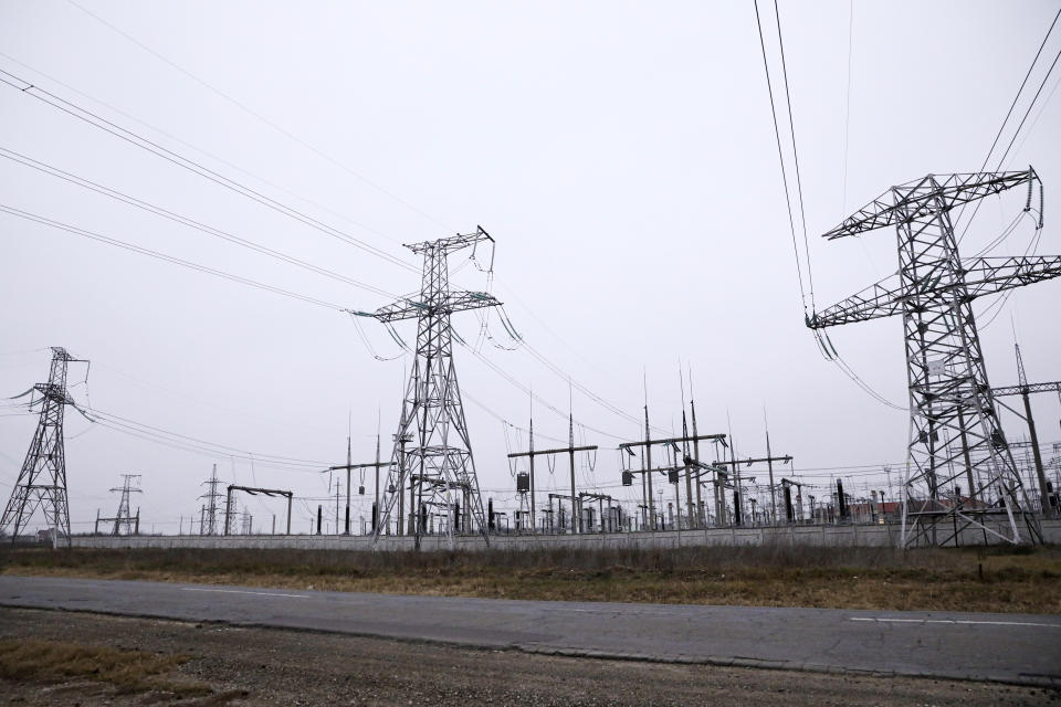 A power station on the outskirts of Chisinau, Moldova, on Nov. 16, 2022. Massive power blackouts that temporarily hit more than a half-dozen cities across Moldova this week following Russia's heavy bombardment of Ukraine have spotlighted the critical impact Moscow's war is having on energy security in Moldova, Ukraine's neighbor, which is already grappling with a series of acute crises. (AP Photo/Aurel Obreja)