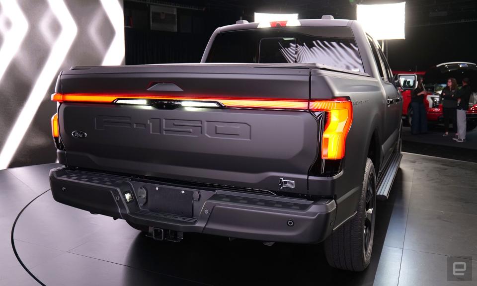 <p>A photo of the Ford F-150 Lightning Platinum Black edition taken at a preview event in Brooklyn, NY.</p>
