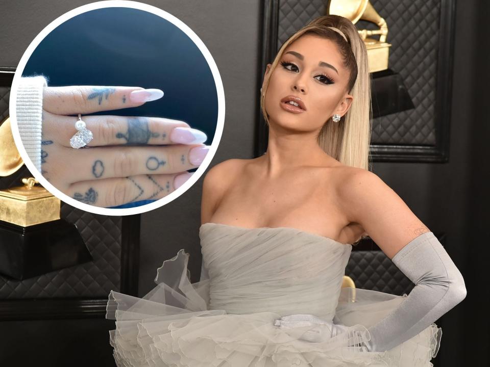 ariana grande engaged dalton gomez ring