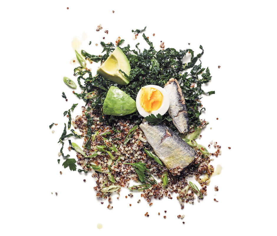 Kale, quinoa, sardines, avocado, and egg yolks are a great source of omega-3s<p>Travis Rathbone</p>