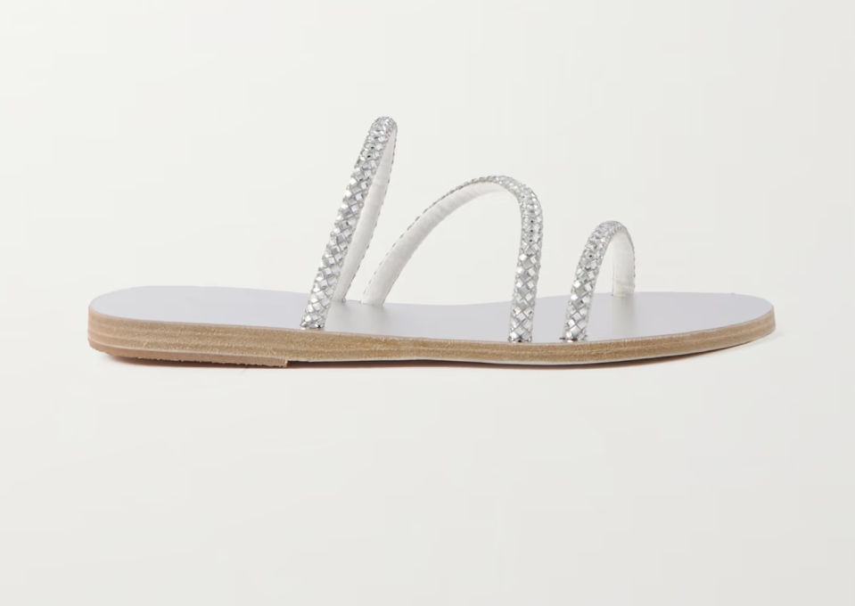 Ancient Greek Sandals Polytimi crystal-embellished leather sandals. (PHOTO: Net-A-Porter)