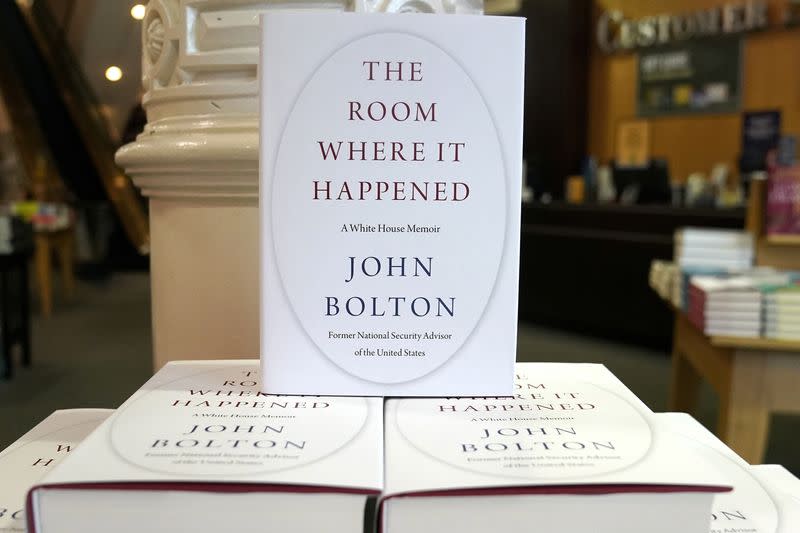 Copies of John Bolton's book 'The Room Where It Happened' are pictured on display at a Barnes and Noble bookstore in the Manhattan borough of New York City
