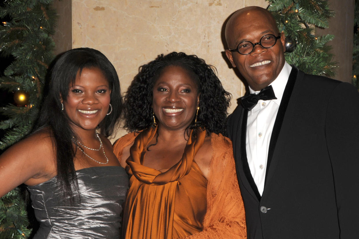 Samuel L. Jackson and his wife and daughter arrive at the 23rd Annual American Cinematheque Awards on Dec. 1, 2008, in Beverly Hills, California. (Photo: Steve Granitz via Getty Images)